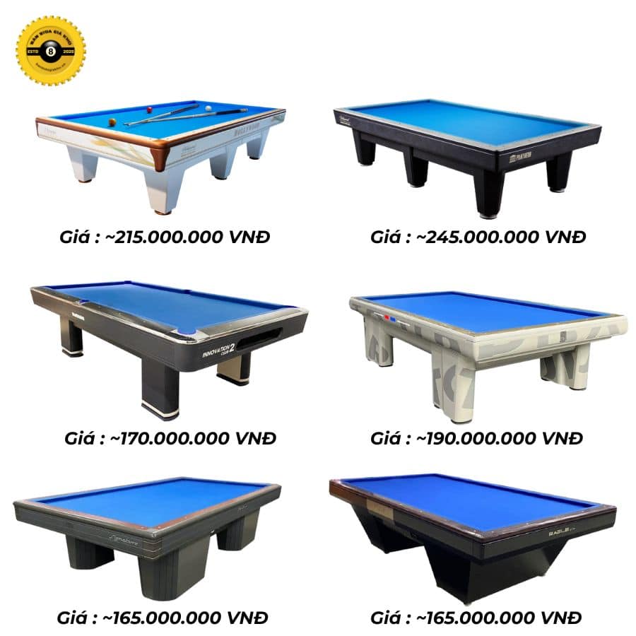Giá Bàn Bida 3 Băng (3C/Carom) 20 Bảng giá tham khảo bàn bida 3 băng cao cấp